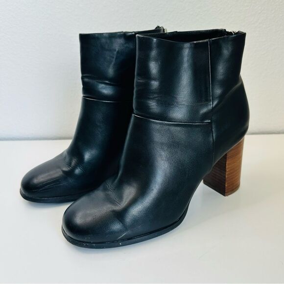 ASOS Black Vegan Leather Block Heel Boots Size 6 - Picture 1 of 7
